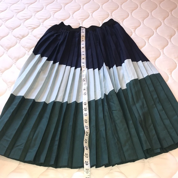 Motoreta Florence Pleated Maxi Skirt Elastic Band Color Block Blue Green Size Sm - Picture 15 of 16